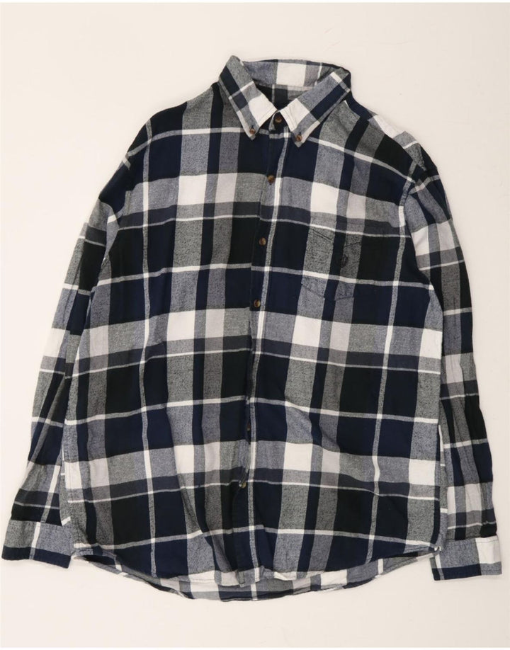 CHAPS Mens Big & Tall Flannel Shirt XL Navy Blue Check Cotton Vintage Chaps and Second-Hand Chaps from Messina Hembry 