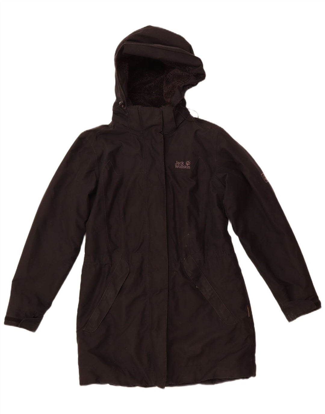 Giacca a vento con cappuccio da donna JACK WOLFSKIN UK 12/14 Medio Nero