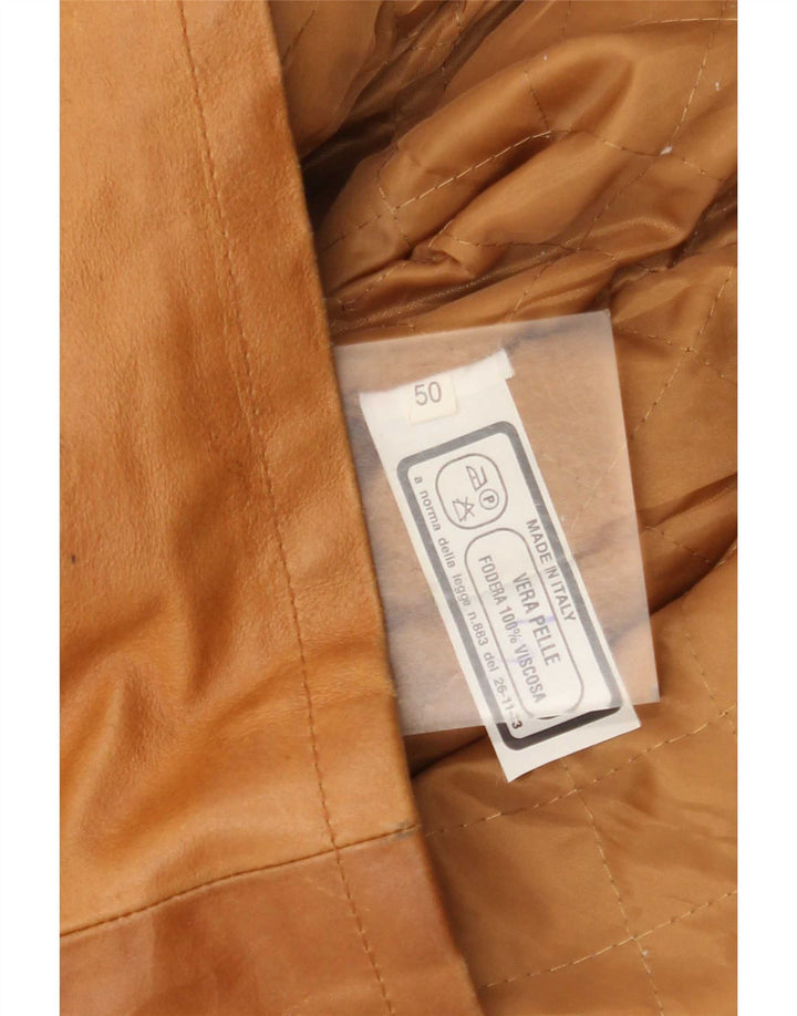Giacca in pelle vintage da uomo IT 40 grande marrone