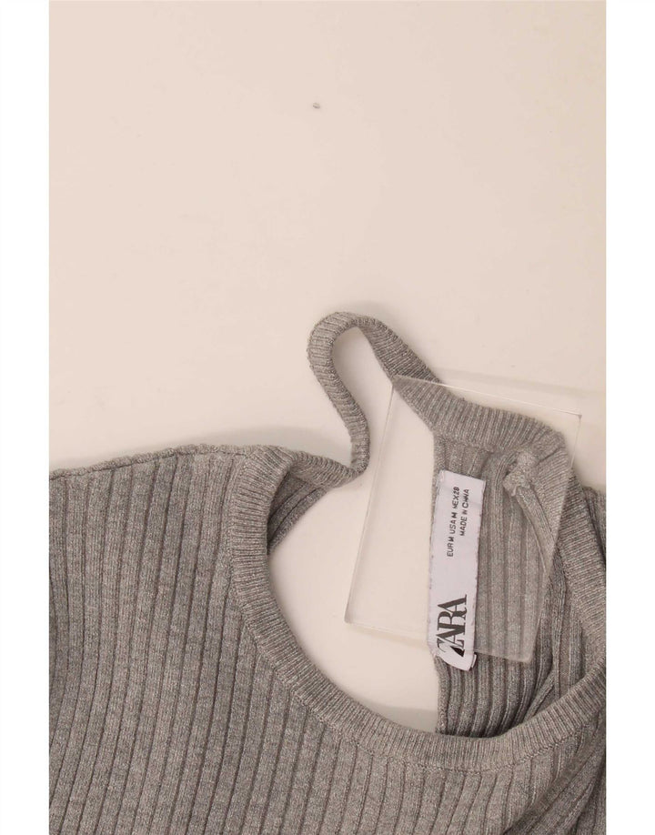 Top corto in camicetta corta da donna Zara UK 12 Grigio medio