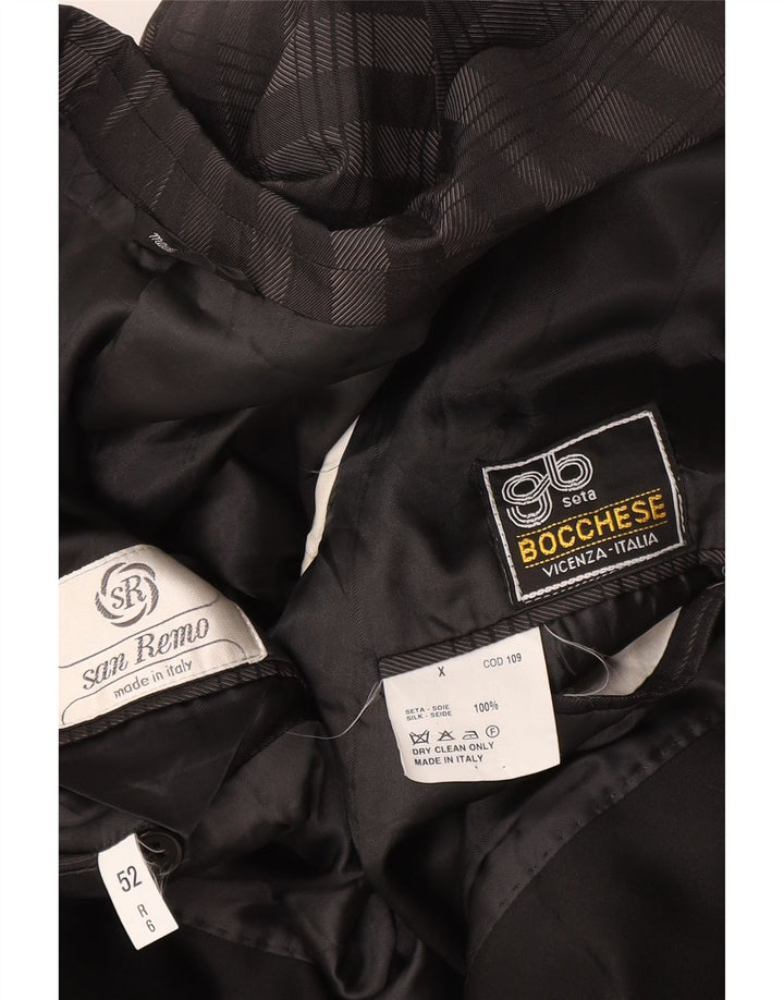 BOCCHESE Giacca Blazer da Uomo a 1 Bottone IT 52 XL Seta a quadri Grigia