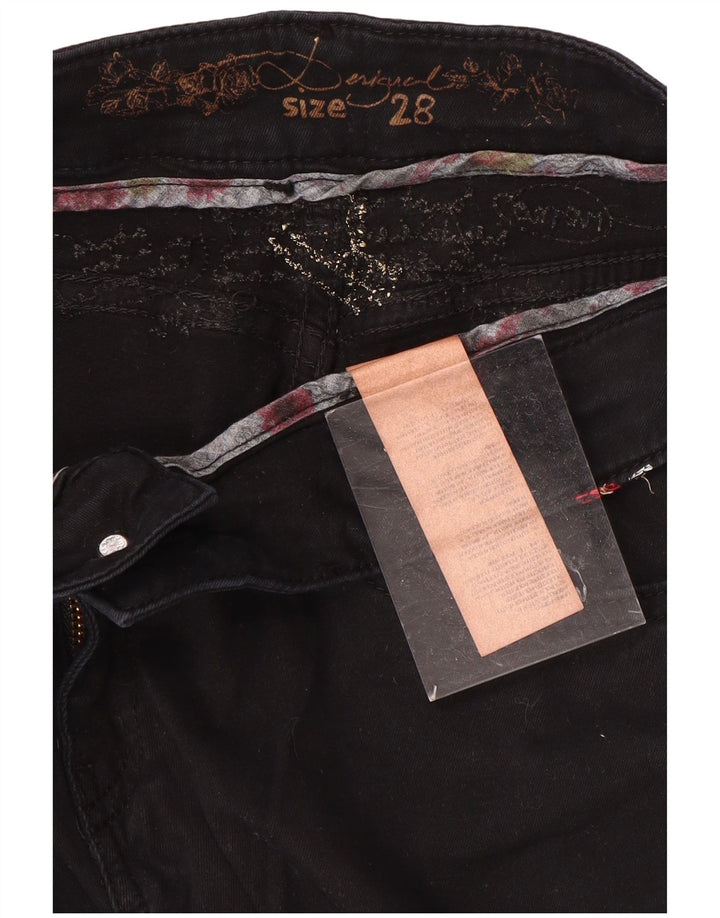 Pantaloni casual dritti da donna DESIGUAL W28 L26 cotone nero