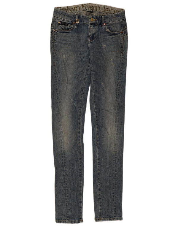 Jeans skinny invecchiati da donna Calvin Klein W26 L34 cotone blu