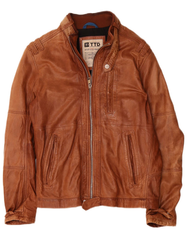 Giacca in pelle da uomo Tom Tailor UK 40 grande marrone