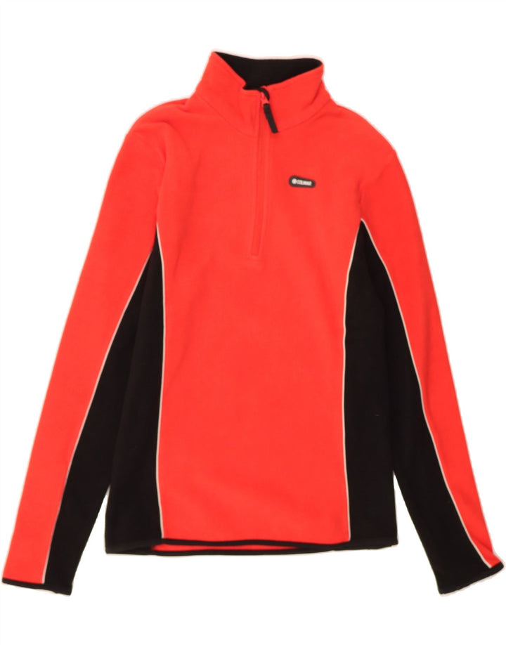 COLMAR Womens Zip Neck Fleece Jumper UK 10 Small Red Colourblock Polyester Vintage Colmar and Second-Hand Colmar from Messina Hembry 