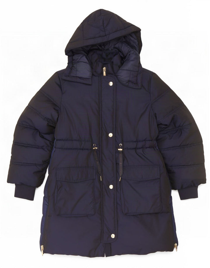 Cappotto imbottito con cappuccio per ragazze Ted Baker 8-9 anni in nylon blu navy