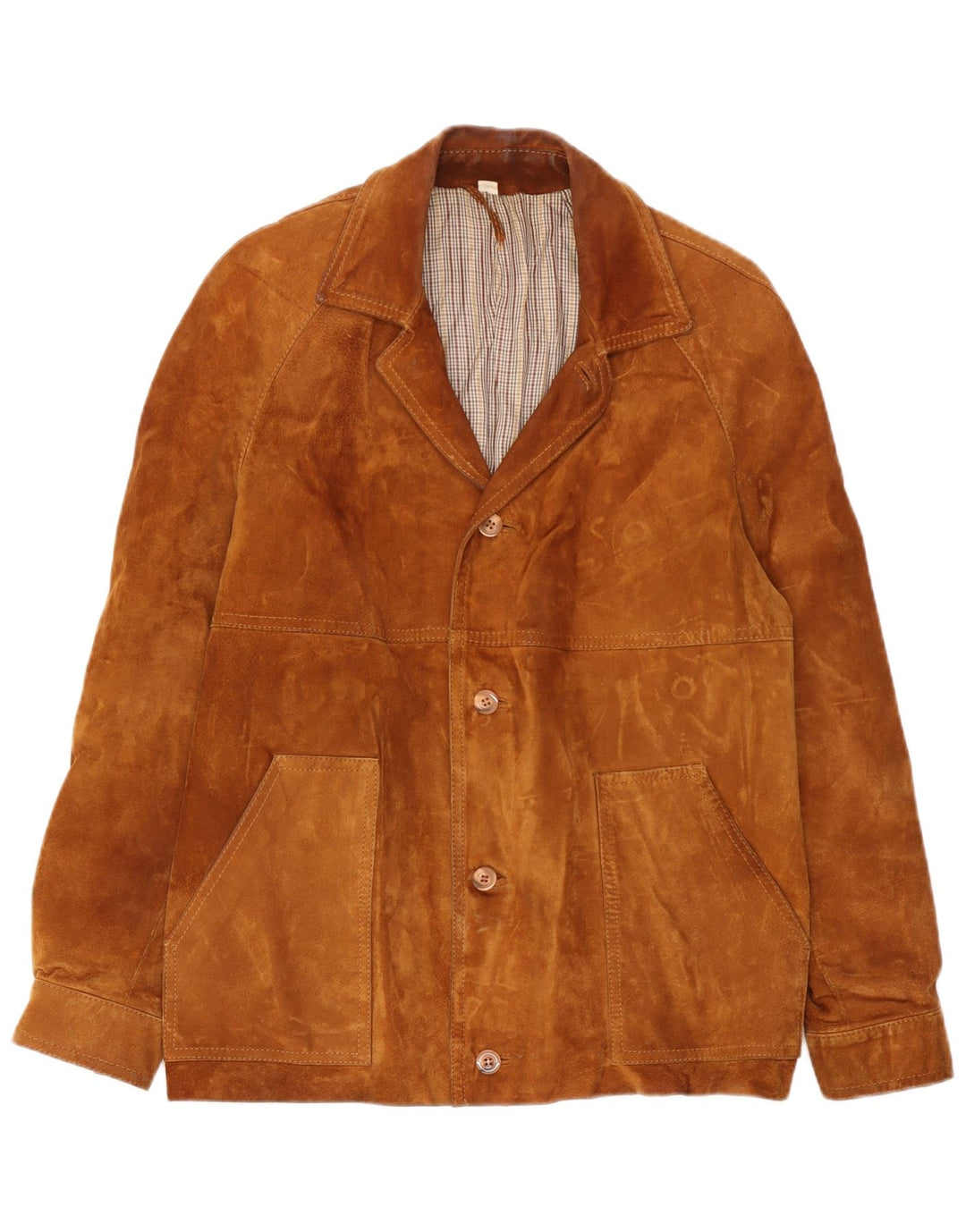 Giacca vintage in pelle scamosciata da uomo IT 50 Large Beige