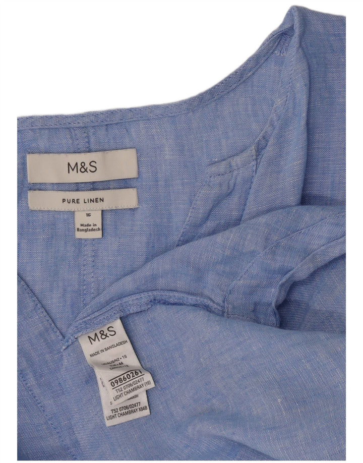 Marks & Spencer Womens Longline Pullover Shirt UK 16 Large Blue