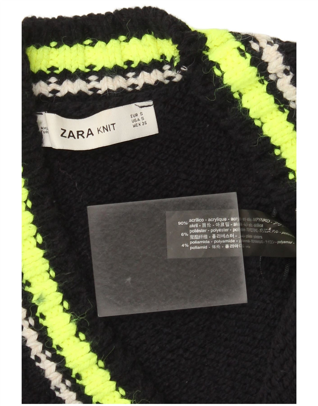 Maglione cardigan oversize da donna Zara UK 10 Small Black Colourblock