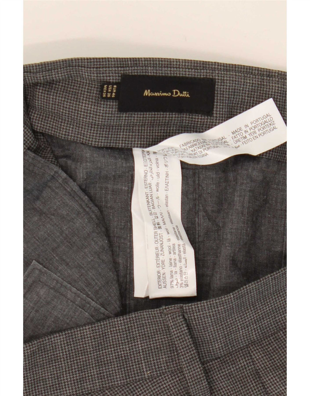 Pantaloni da abito slim da uomo Massimo Dutti EU 46 XL W36 L33 Pied de poule grigio