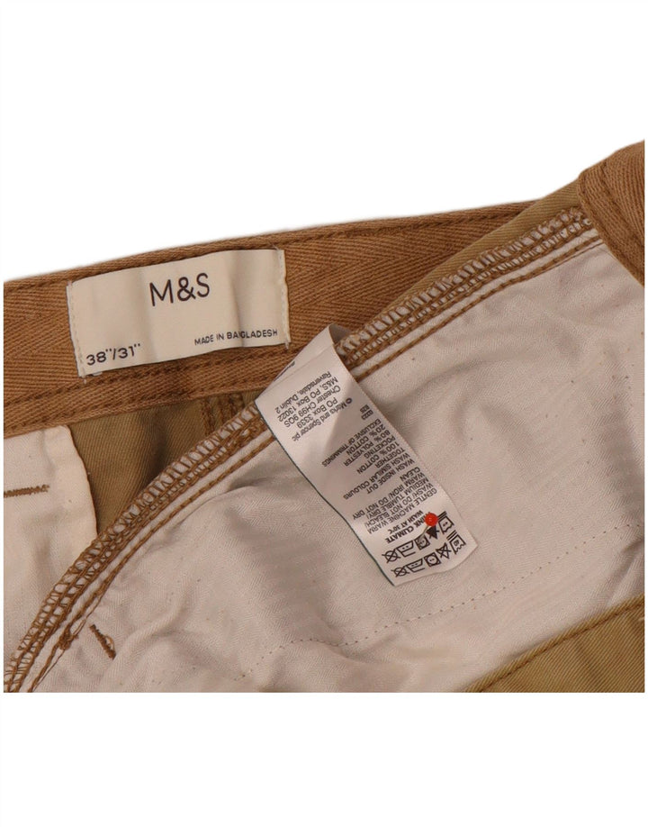 Pantaloni cargo dritti da uomo Marks & Spencer W38 L31 cotone marrone