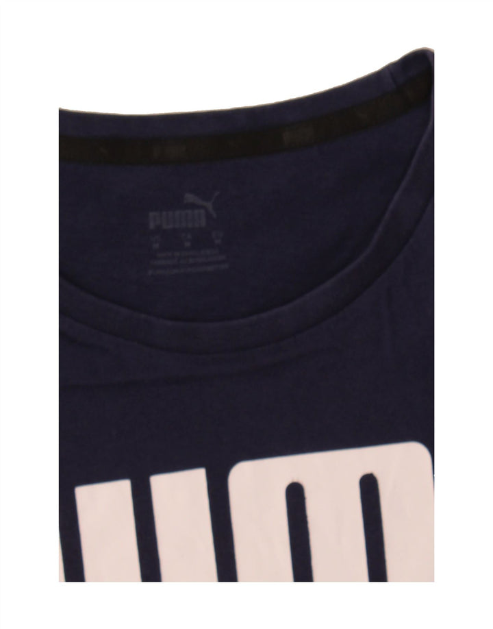 PUMA Mens Graphic T-Shirt Top Medium Navy Blue Cotton Vintage Puma and Second-Hand Puma from Messina Hembry 