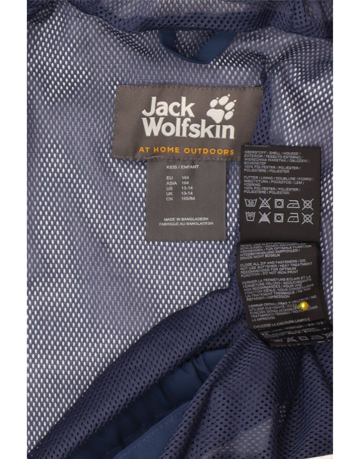 Giacca antipioggia con cappuccio da ragazzo Jack Wolfskin 13-14 anni in poliestere blu navy