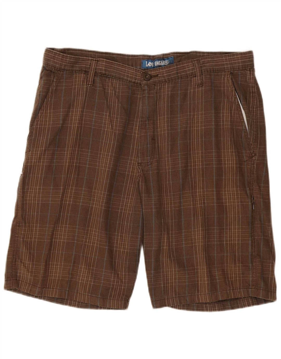 Pantaloncini cargo da uomo Lee W38 XL in cotone a quadri marroni