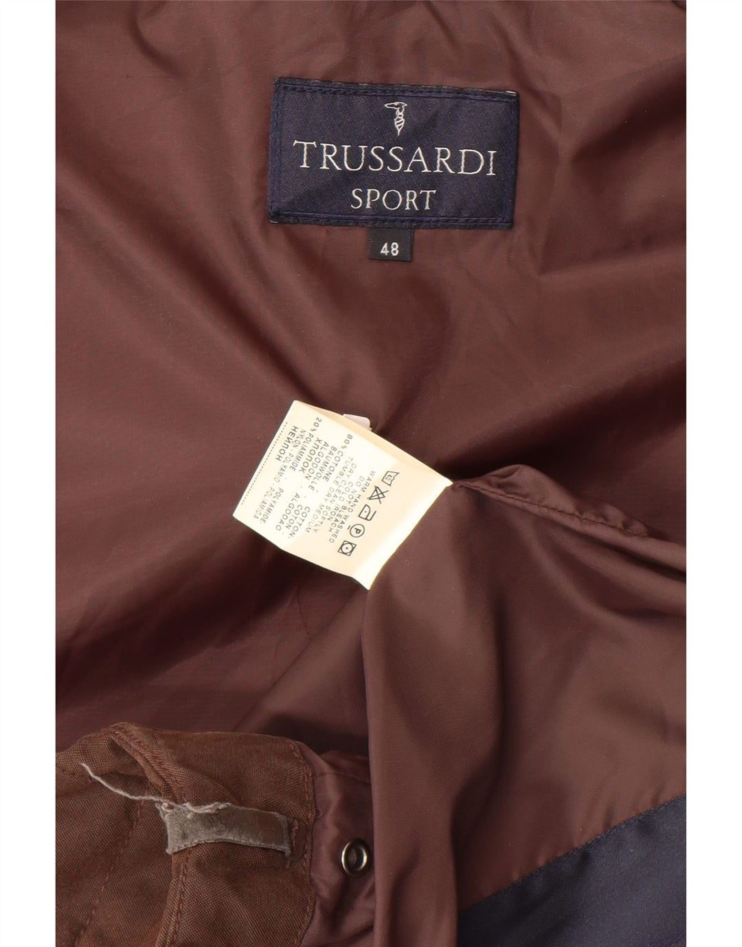 TRUSSARDI Mens Padded Gilet IT 48 Medium Brown Cotton Vintage Trussardi and Second-Hand Trussardi from Messina Hembry 