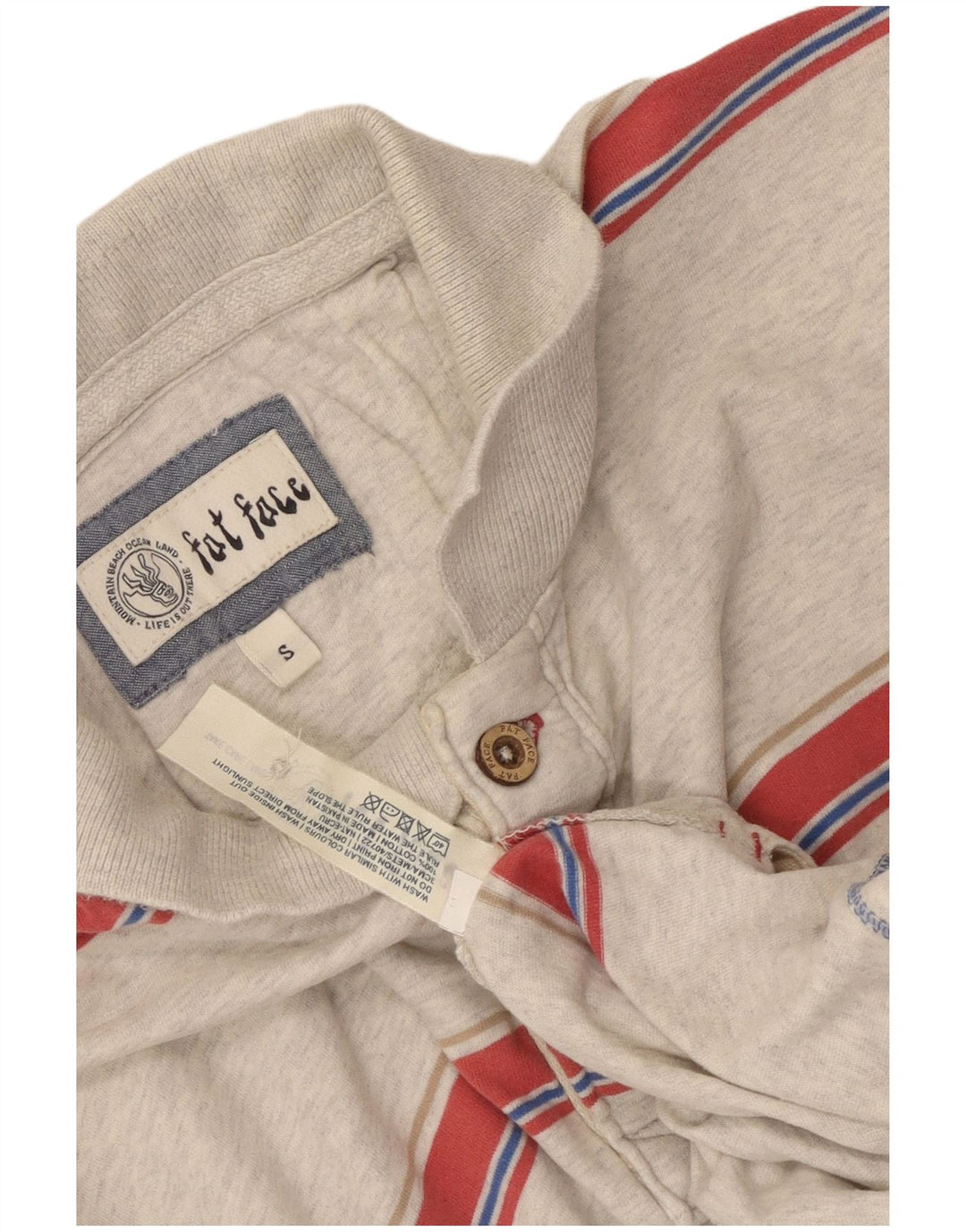 Polo da uomo Fat Face piccola in cotone a righe grigie
