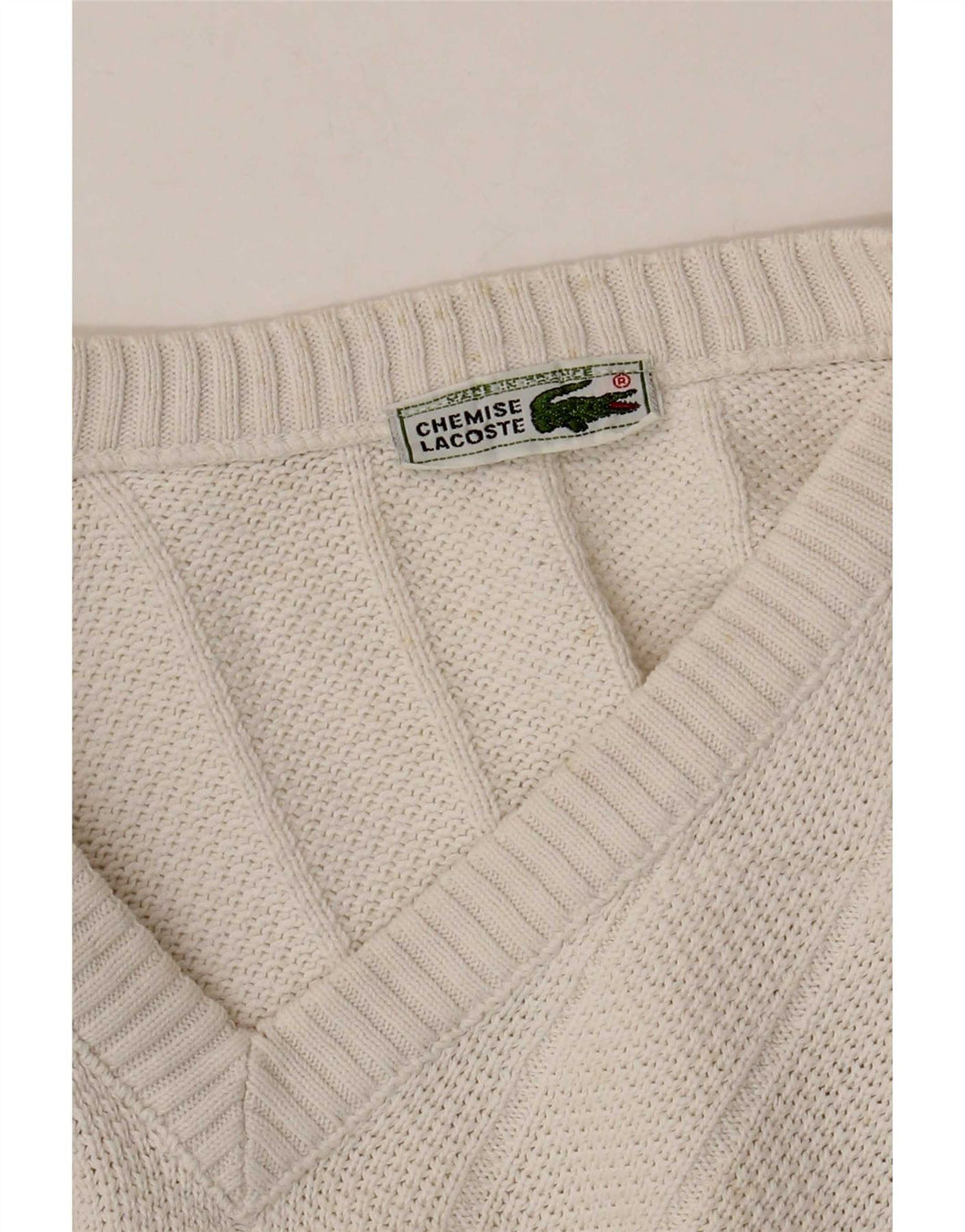 Maglione maglione da uomo con scollo a V Lacoste taglia 6 XL bianco