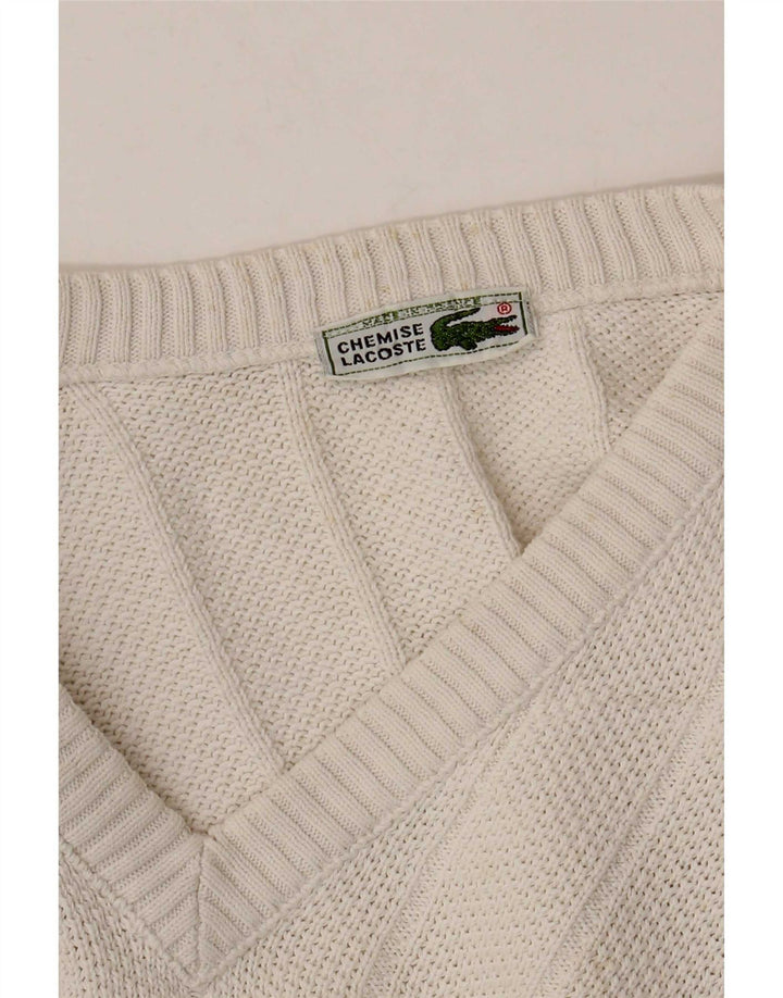 Maglione maglione da uomo con scollo a V Lacoste taglia 6 XL bianco