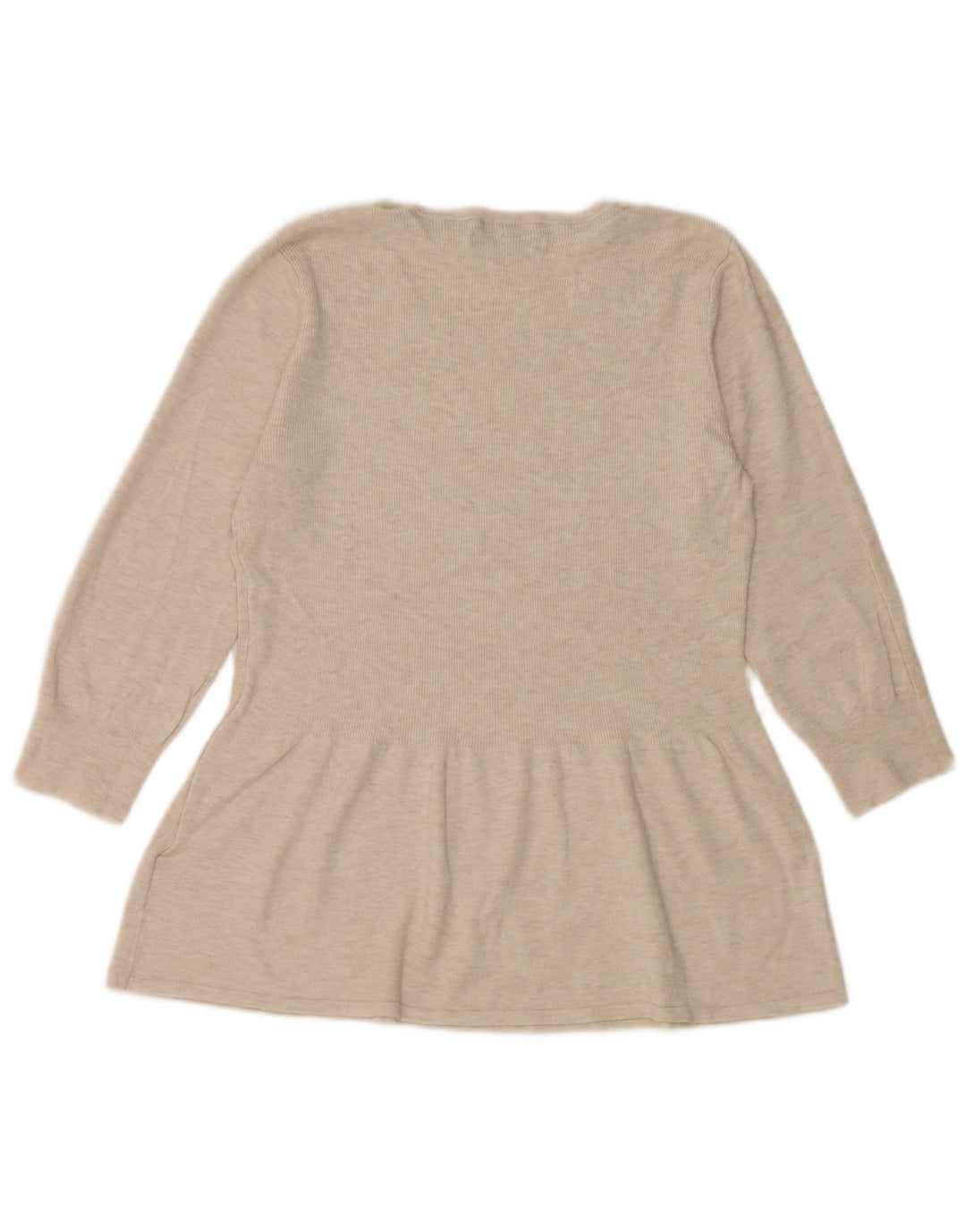 Marks & Spencer Top da donna manica 3/4 UK 12 Viscosa screziata beige medio