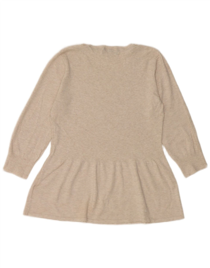 Marks & Spencer Top da donna manica 3/4 UK 12 Viscosa screziata beige medio