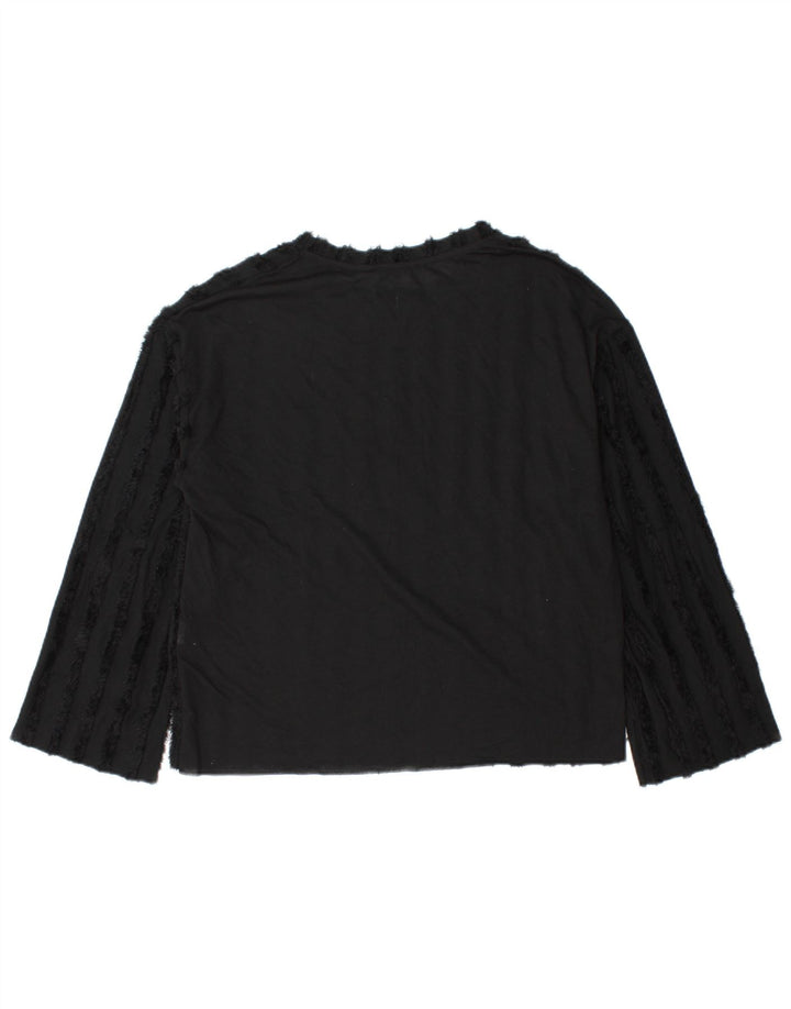 Top Zara a maniche lunghe da donna, taglia UK 14, poliestere nero medio
