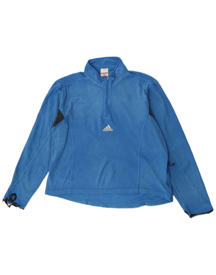 Top Adidas da donna, vestibilità ampia, collo con zip, manica lunga, poliestere blu medio