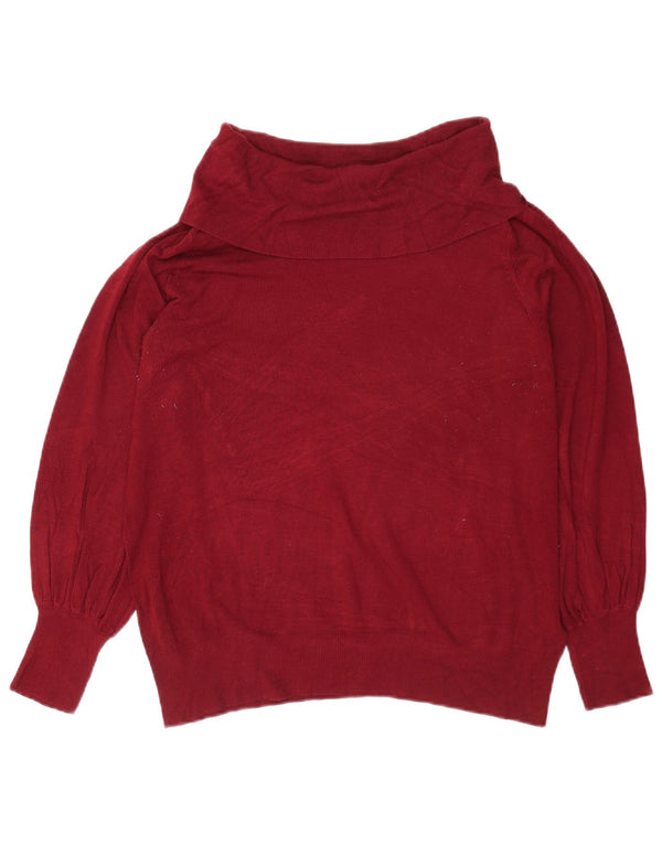 Maglione maglione a collo alto da donna Marks & Spencer UK 20 2XL Viscosa bordeaux