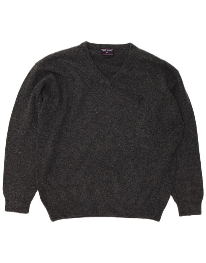 Maglione da uomo con scollo a V Sergio Tacchini XL in lana grigia
