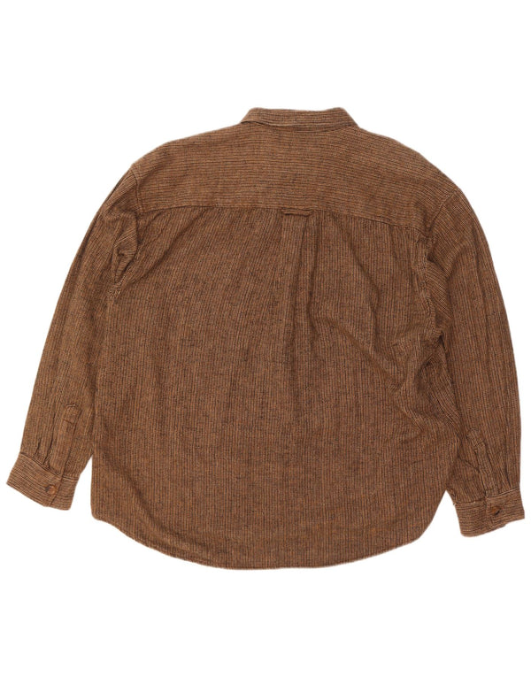 Camicia da uomo in flanella Chaser taglia 16 grande cotone a righe marroni