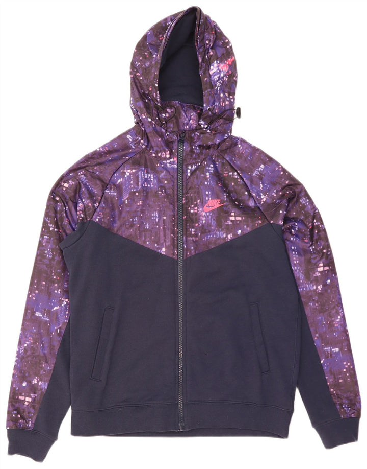 Felpa con cappuccio e zip da uomo Nike in cotone geometrico viola medio