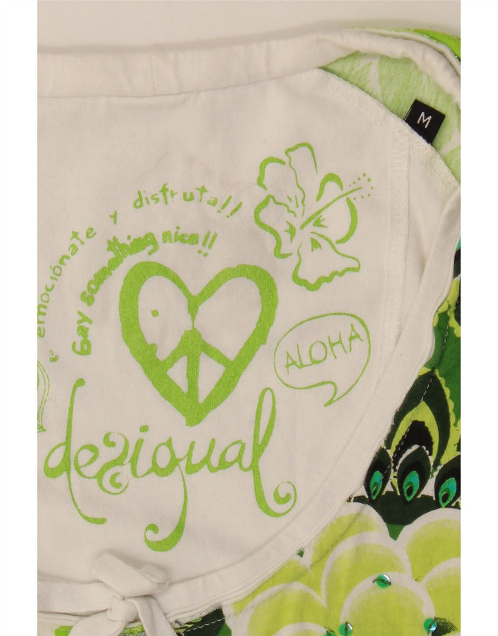 DESIGUAL Womens Blouse Top UK 12 Medium White Floral Cotton Vintage Desigual and Second-Hand Desigual from Messina Hembry 