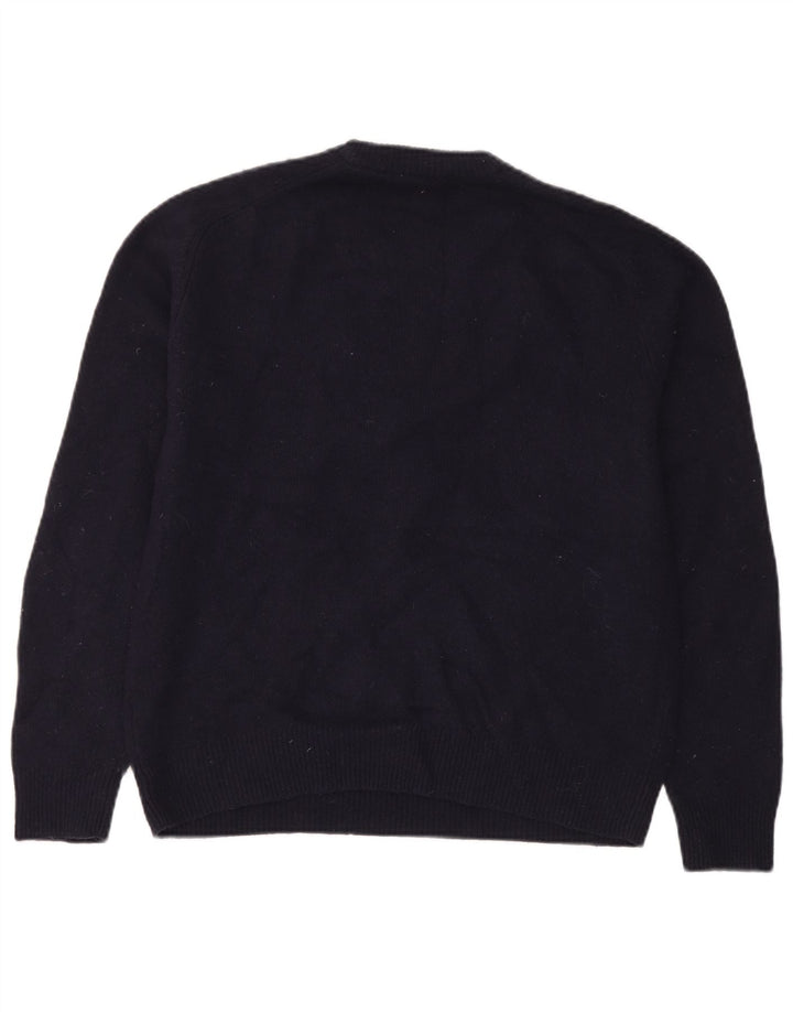 Maglione girocollo da uomo John Lewis, grande, in lana d'agnello blu navy