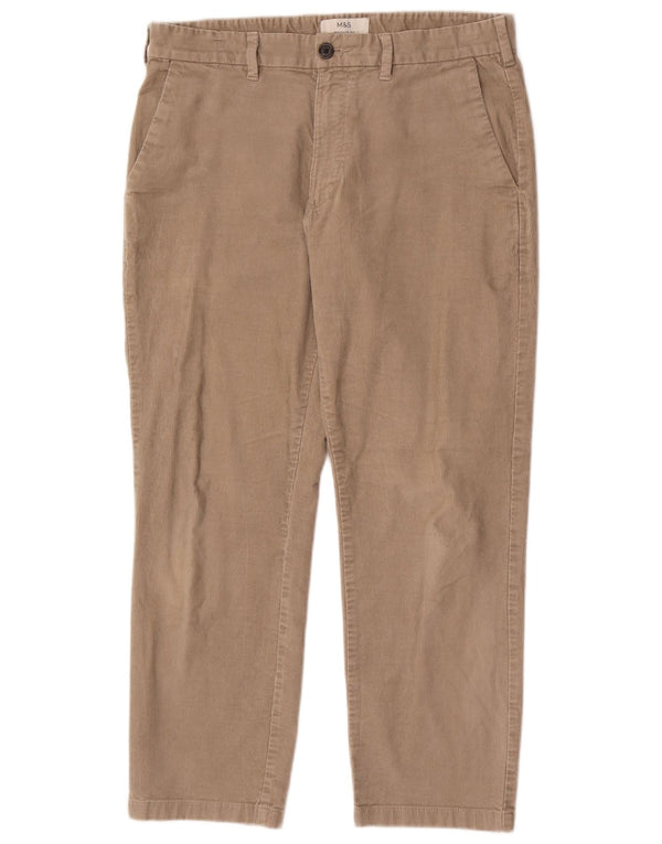 Pantaloni di velluto a coste vestibilità regolare da uomo Marks & Spencer W34 L29 Cotone beige