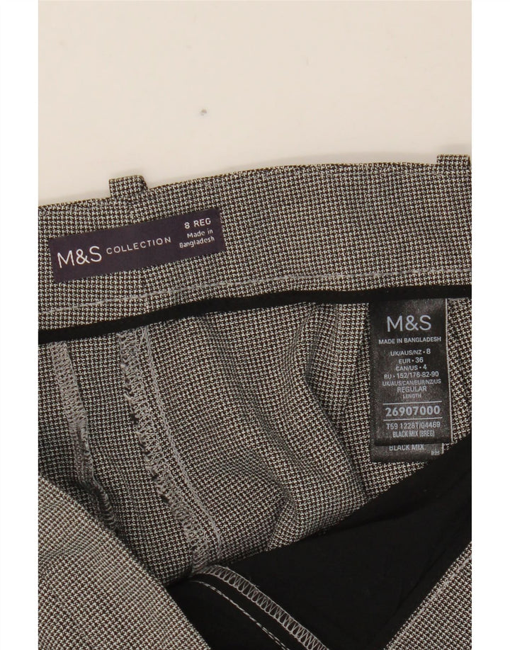 Pantaloni da abito da donna MARKS & SPENCER UK 8 piccoli W28 L27 pied de poule neri