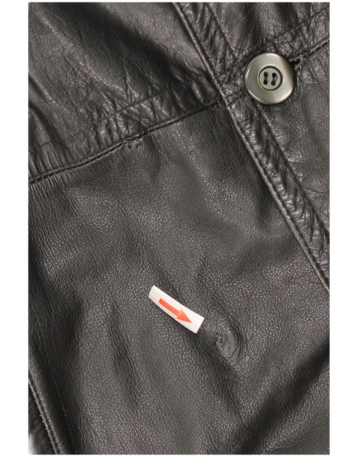 Cappotto in pelle vintage da uomo UK 40 grande in pelle nera