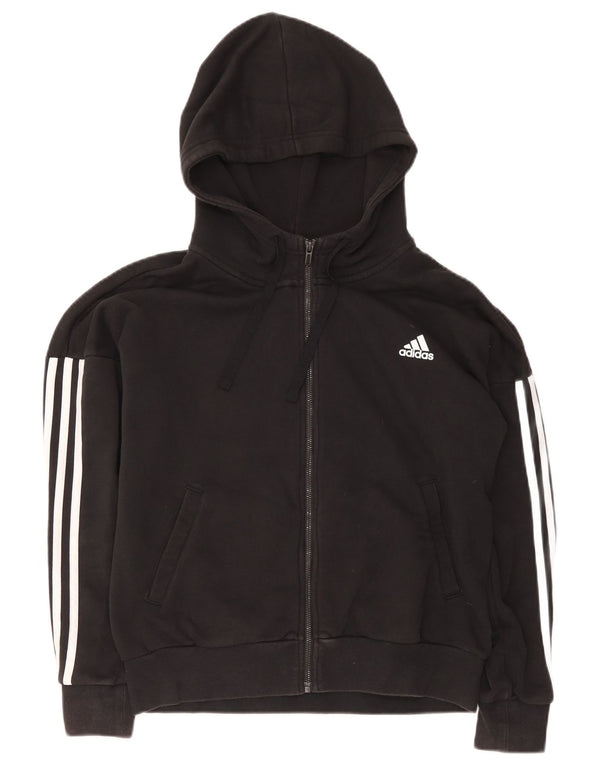 Felpa con cappuccio e zip da donna Adidas UK 16/18 grande cotone nero