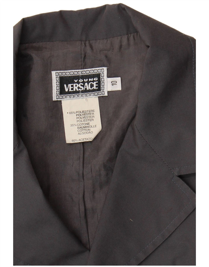 Giacca blazer a 3 bottoni Versace da ragazzo 9-10 anni in poliestere grigio