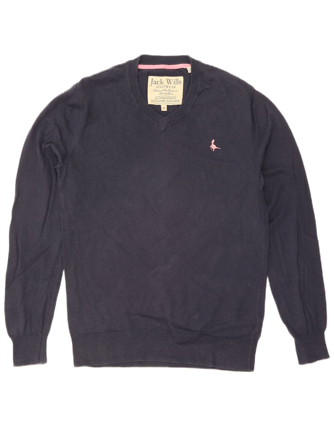 JACK WILLS Maglione da uomo con scollo a V in cotone medio blu navy