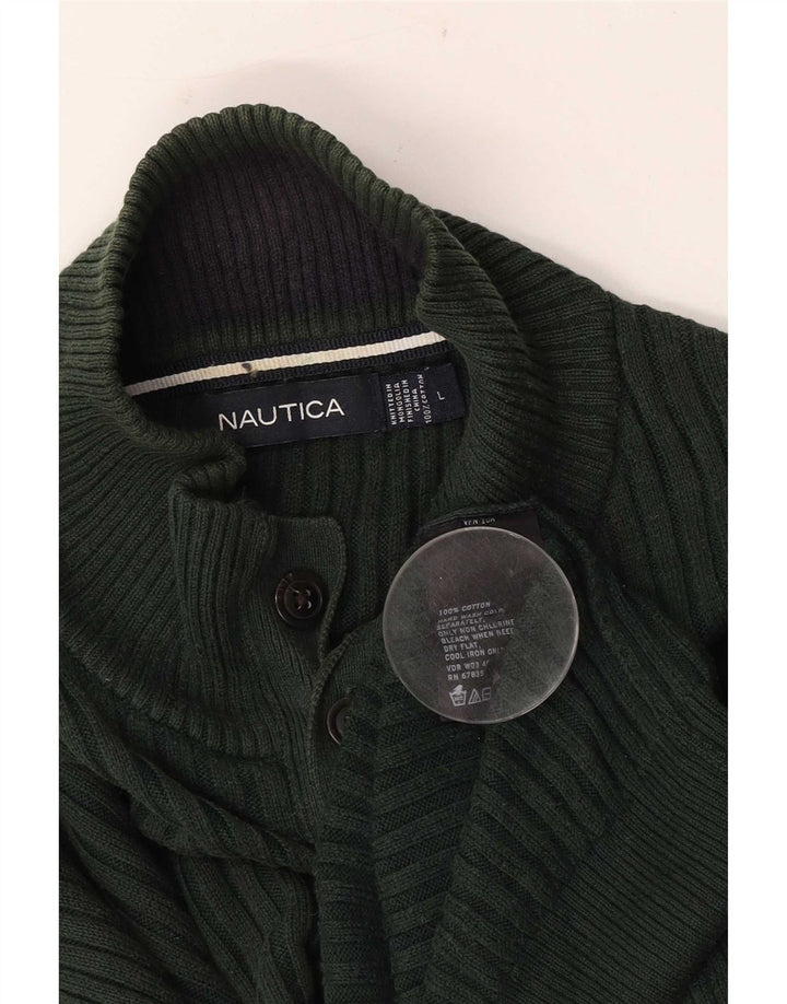 Maglione da uomo Nautica con collo a bottoni, grande cotone verde