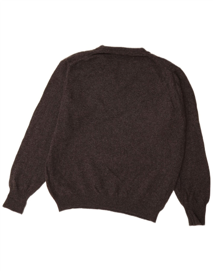 Maglione da uomo Marks & Spencer con scollo a V, lana d'agnello grande grigia screziata
