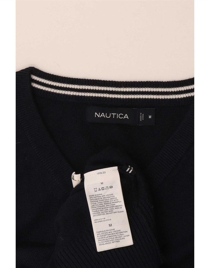 Maglione da uomo con scollo a V Nautica, cotone medio blu navy