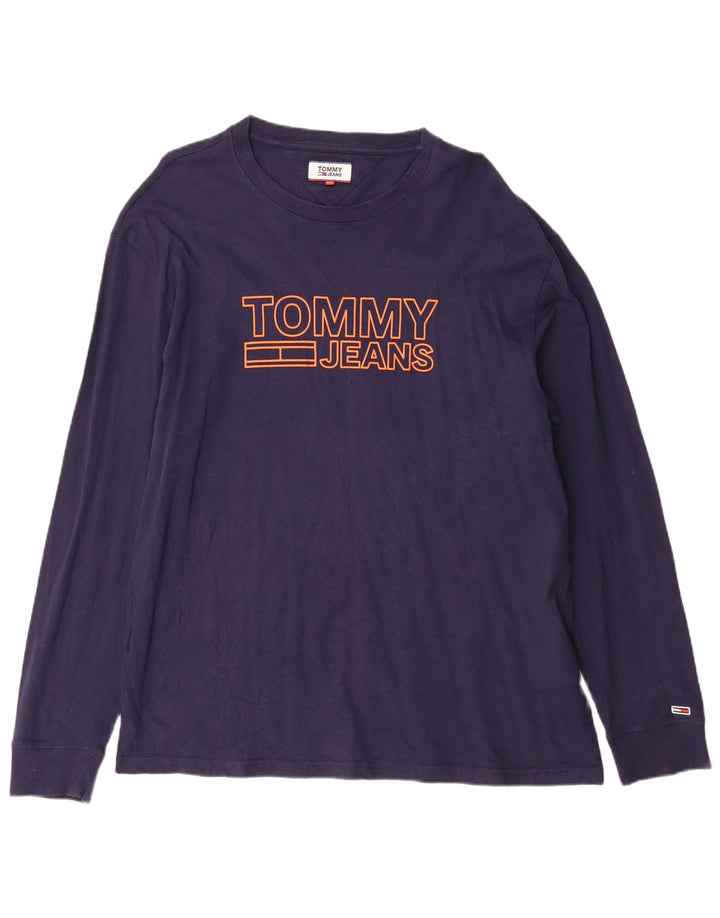 Tommy Hilfiger Uomo Graphic Top Manica Lunga 2XL Blu Navy Cotone