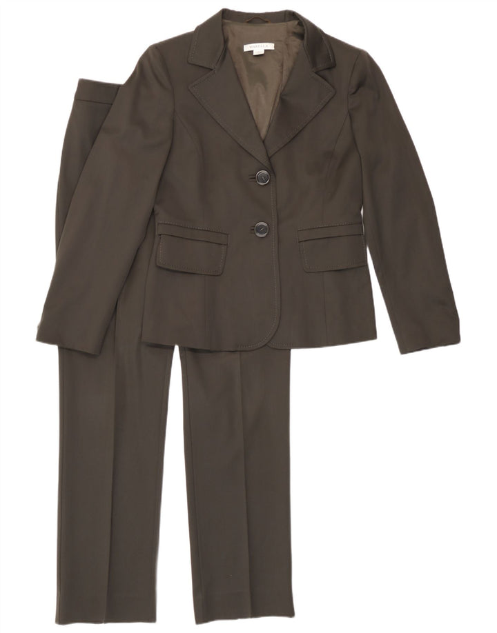 Abito da donna Marella a 2 bottoni e 2 pezzi UK 10 Small W27 L30 Lana marrone