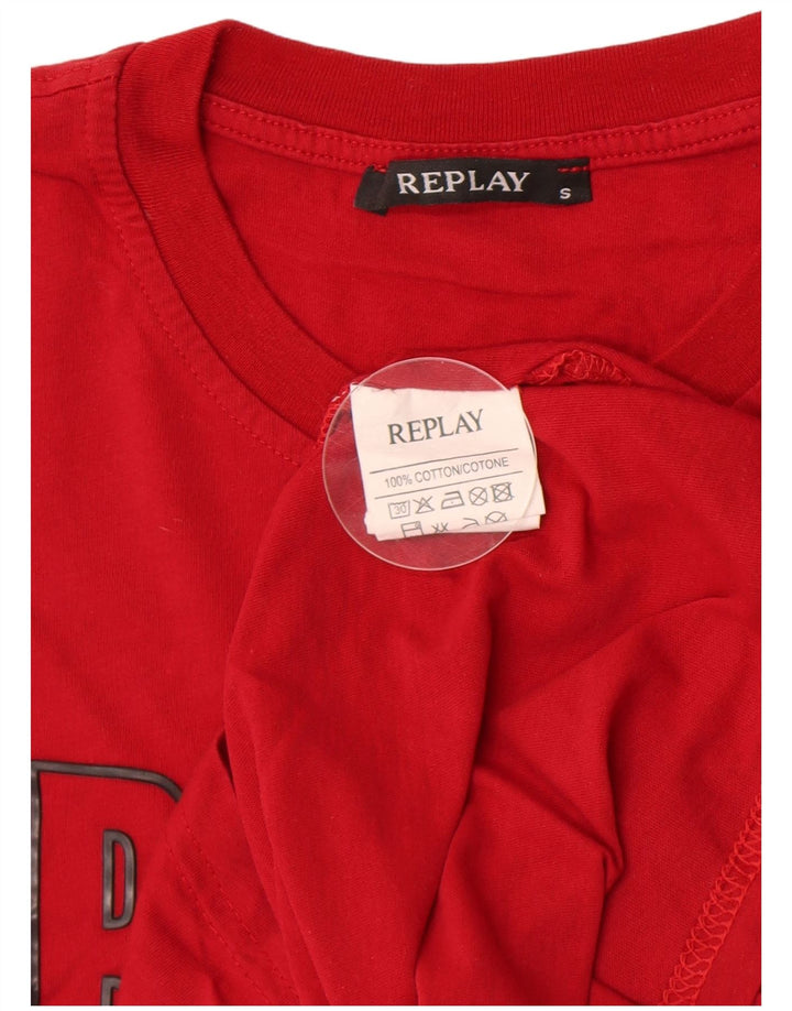 T-shirt grafica da uomo Replay Top piccola in cotone rosso