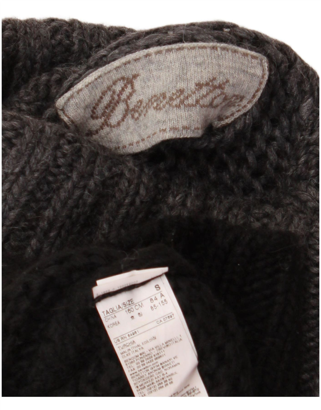 Maglione da donna Benetton con collo alto a pipistrello UK 10 piccolo nero