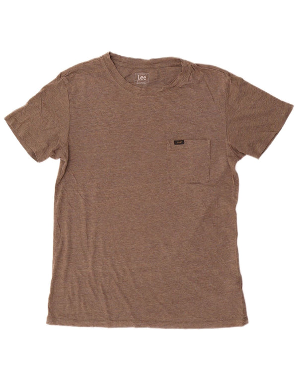 Maglietta Lee da uomo slim fit, piccola, in cotone chiazzato marrone