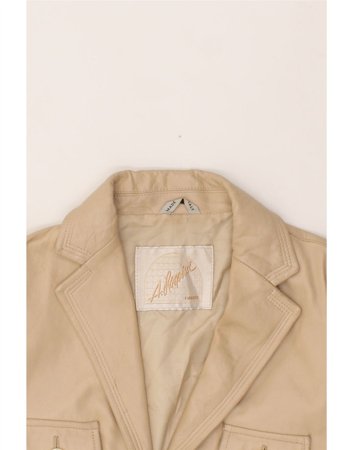 A. RASPINI Womens Leather Jacket IT 44 Medium Beige Leather Vintage A. Raspini and Second-Hand A. Raspini from Messina Hembry 