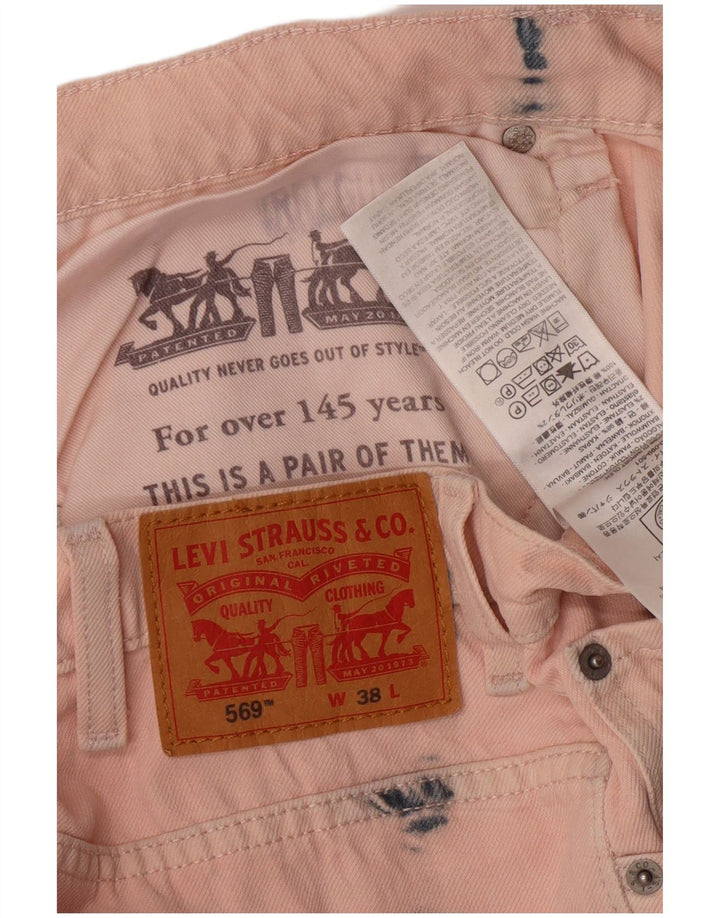 LEVI'S Pantaloncini di jeans 569 da uomo W38 XL Cotone tie-dye rosa