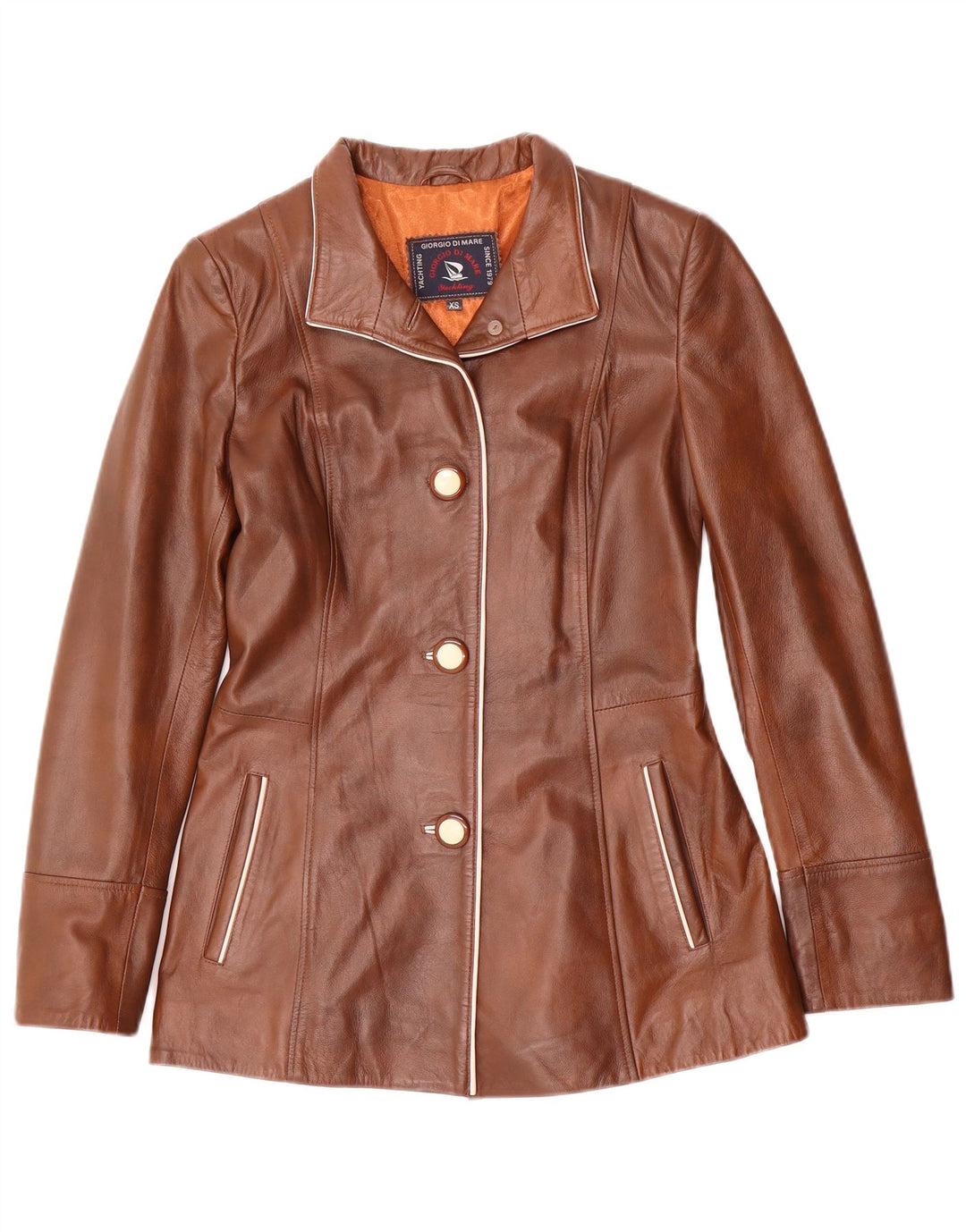 Giacca in pelle da donna Giorgio Di Mare UK 6 XS in pelle marrone