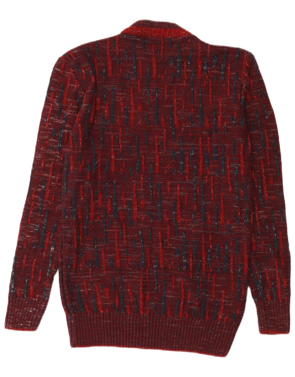 Maglione vintage da donna con collo dolcevita UK 12 a righe bordeaux medie